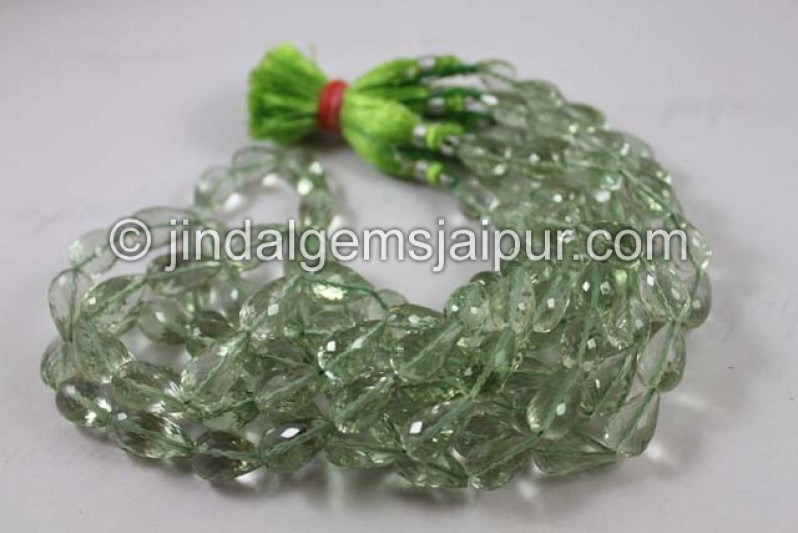 Green Amethyst Far Faceted Drops Beads