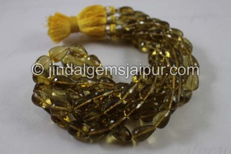 Honey Quartz Far Faceted Drops Beads