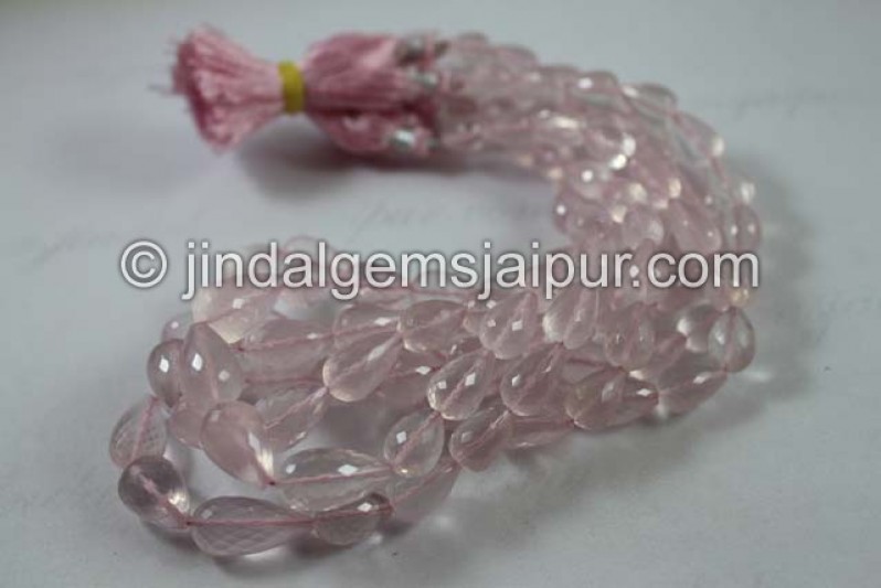 Rose Quartz Far Faceted Drops Beads