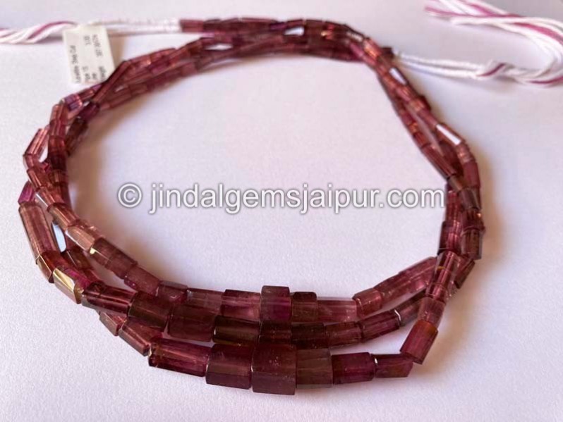 Rubellite Step Cut Pipe Shape Beads