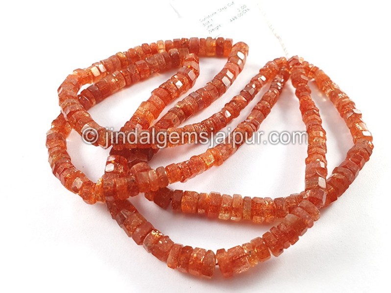 Sunstone Step Cut Bolt Shape Beads