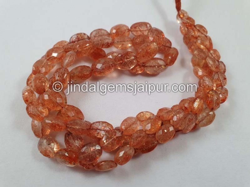 Sunstone Faceted Oval Beads