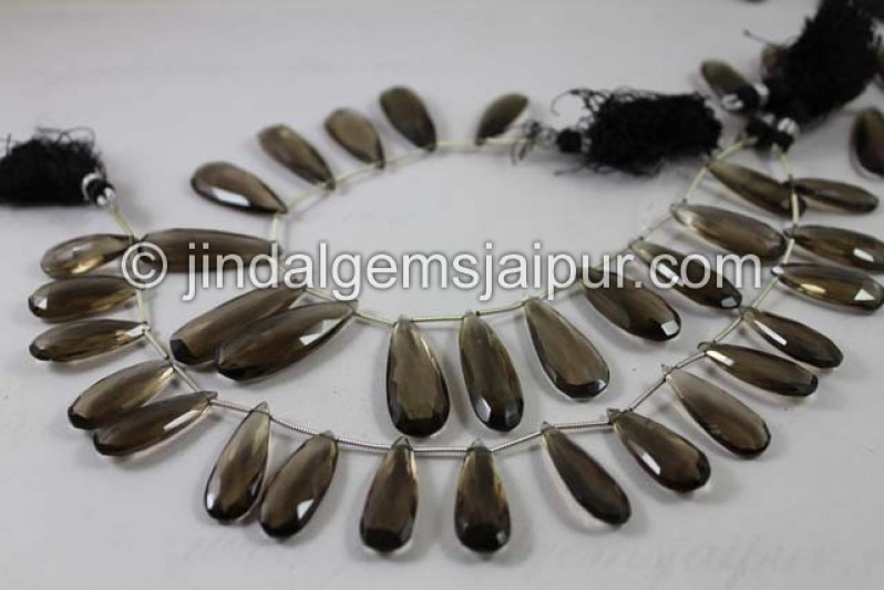 Smokey Faceted Elongated Pear Beads