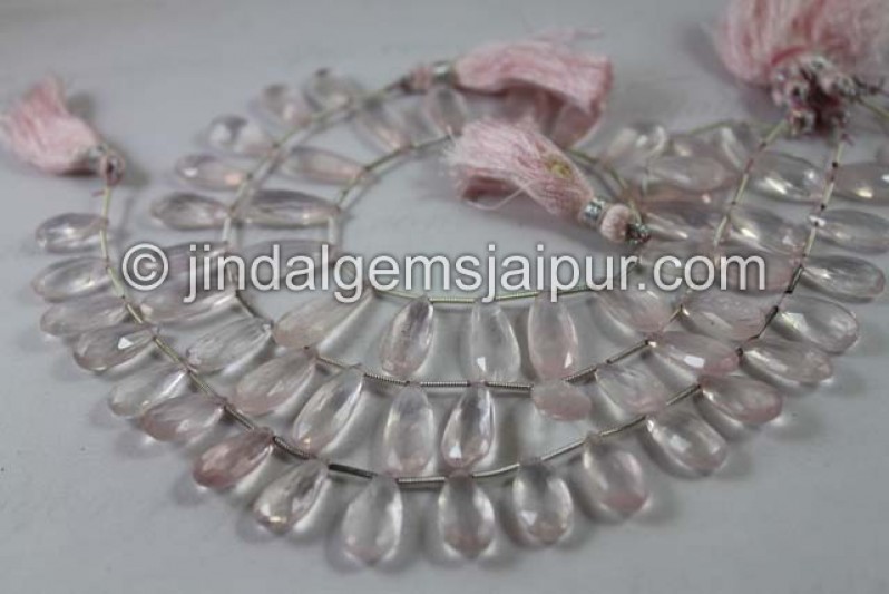 Rose Quartz Faceted Elongated Pear Shape Beads