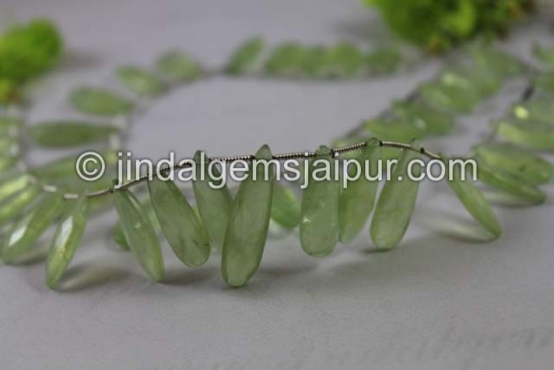 Prehnite Faceted Elongated Pear Shape Beads