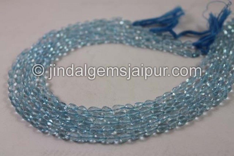 Sky Blue Topaz Faceted Drops Beads