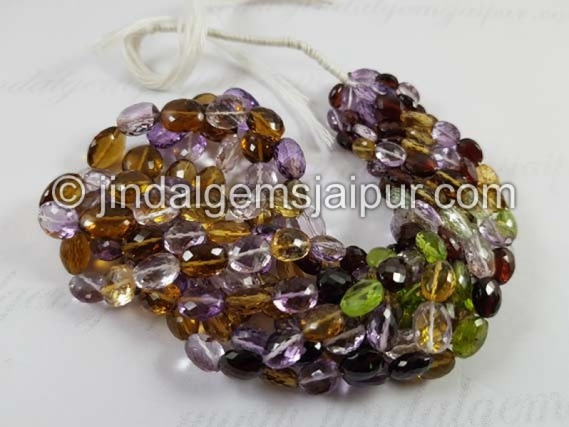 Multi Stone Faceted Oval Beads