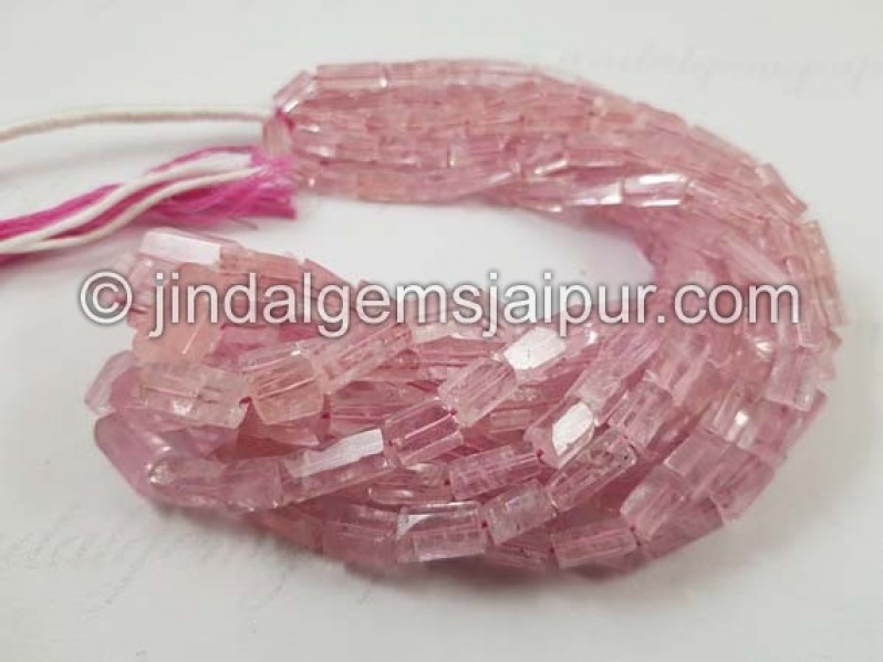 Pink Morganite Step Cut Cylinder Beads