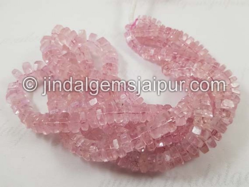 Pink Morganite Step Cut Roundelle Beads