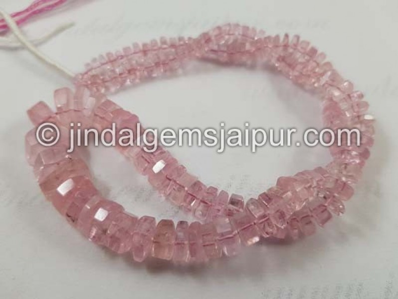 Pink Morganite Step Cut Roundelle Beads