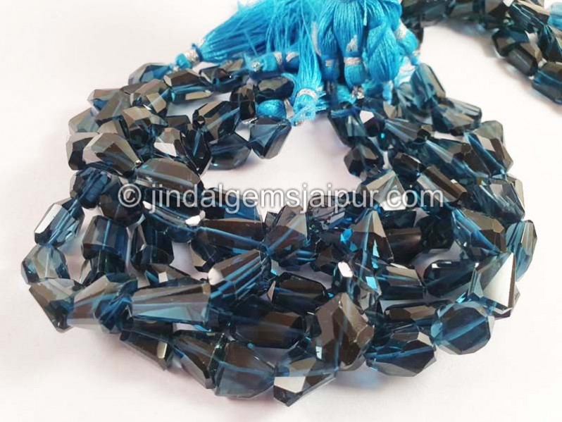 London Blue Topaz Faceted Nugget Beads