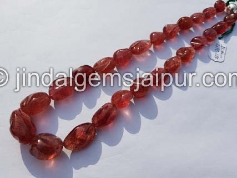 Strawberry Quartz Smooth Irregular Nugget Beads