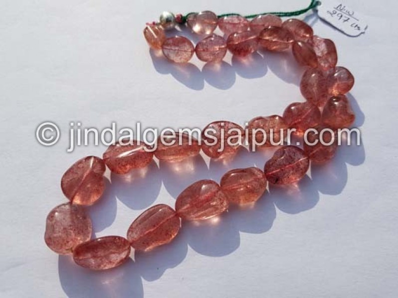 Strawberry Quartz Smooth Irregular Nugget Beads