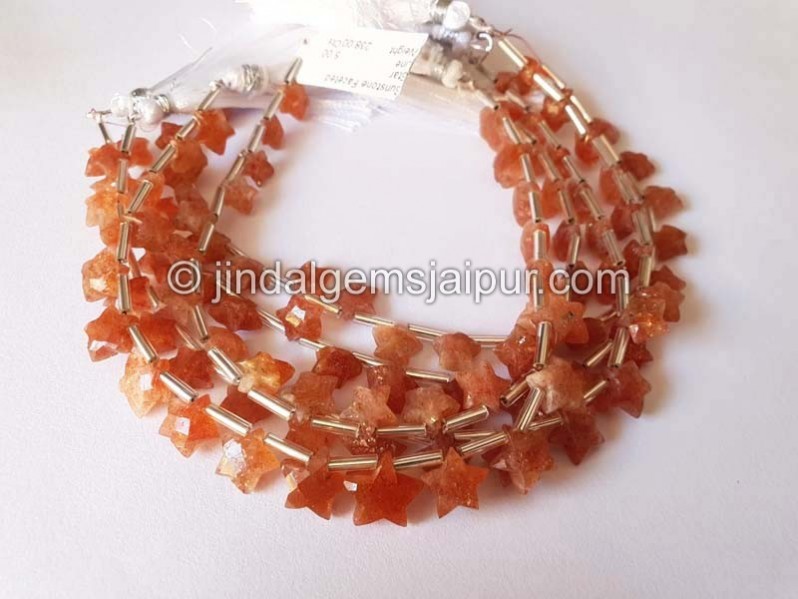 Sunstone Faceted Star Shape Beads