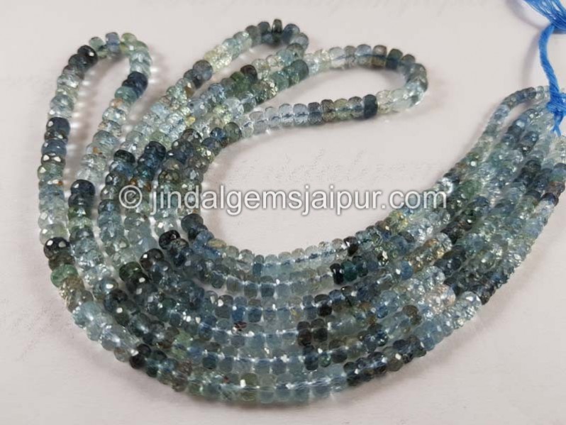 Moss Aquamarine Shaded Faceted Roundelle Beads