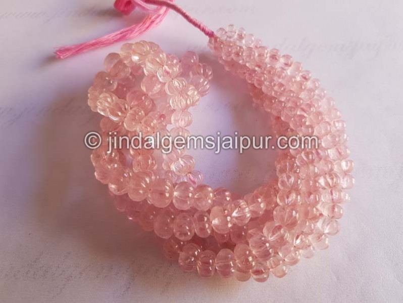 Pink Morganite Carved Pumpkin Beads