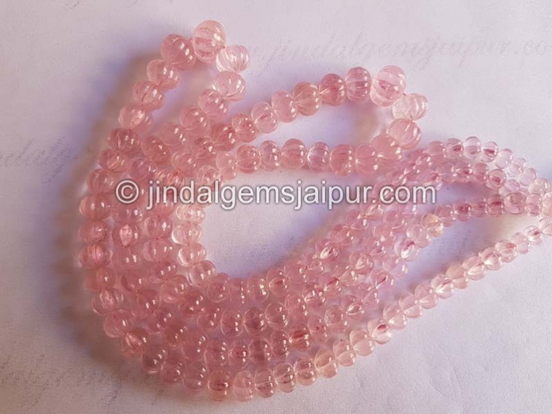 Pink Morganite Carved Pumpkin Beads