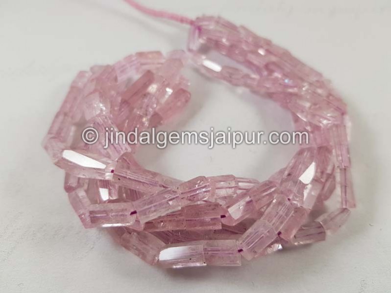 Pink Morganite Step Cut Cylinder Beads