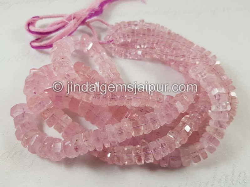 Pink Morganite Step Cut Roundelle Beads