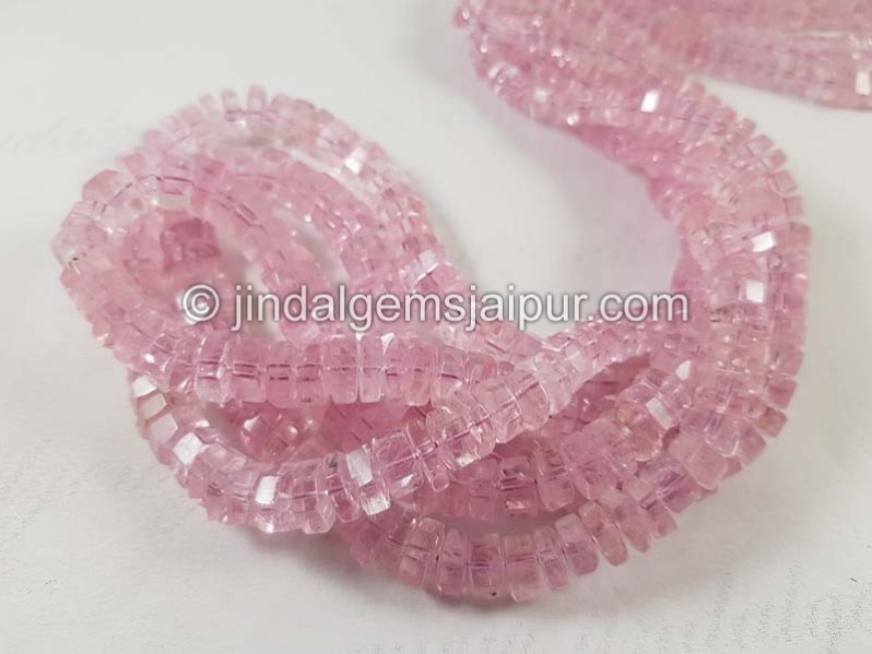 Pink Morganite Step Cut Roundelle Beads