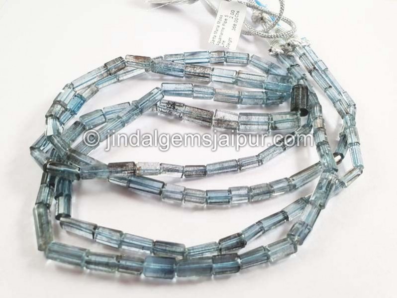 Santa Maria Moss Aquamarine Pipe Shape Beads