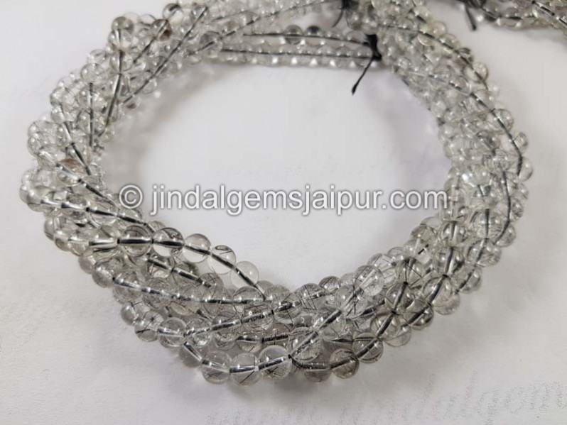 Black Rutile Smooth Round Beads