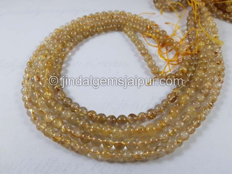 Golden Rutile Smooth Round Beads