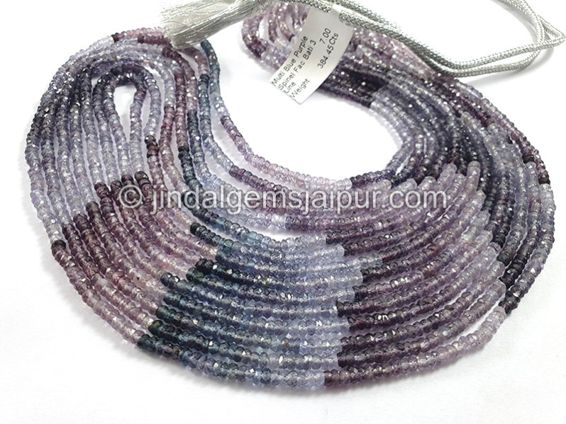 Multi Indigo Spinel Faceted Roundelle Shape Beads