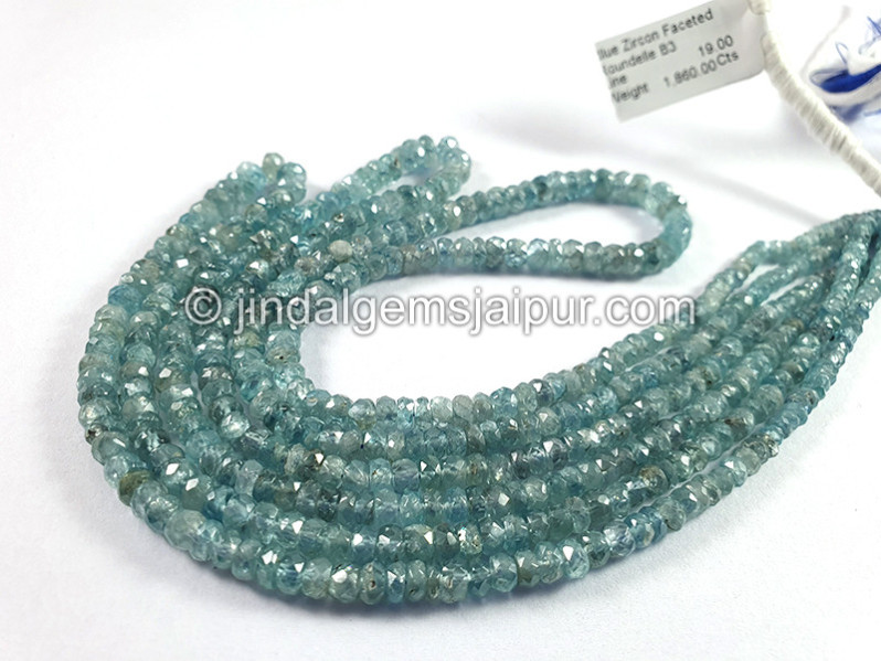 Blue Zircon Faceted Roundelle Shape Beads