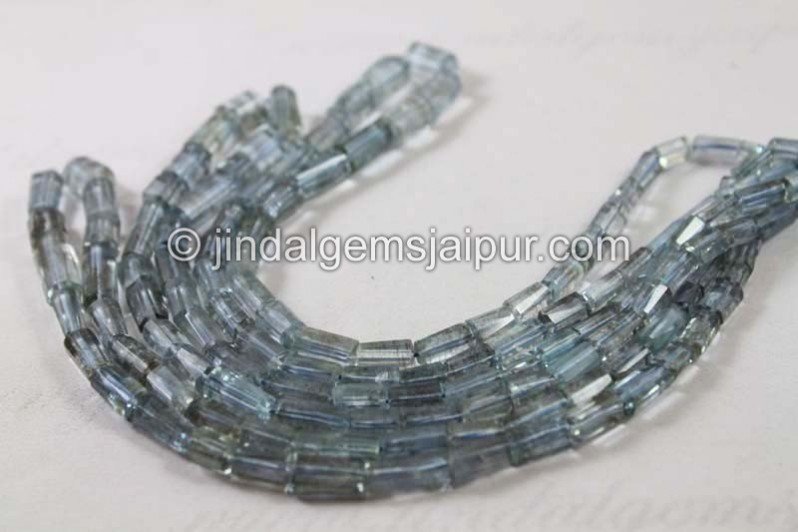 Moss Aquamarine Step Cut Pipe Beads