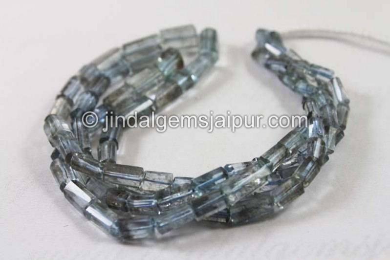 Moss Aquamarine Step Cut Pipe Beads