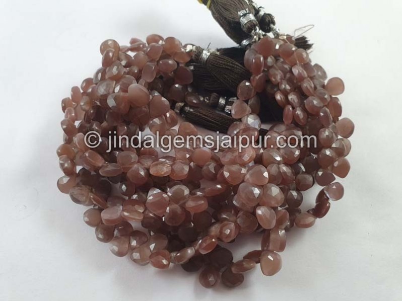 Chocolate Moonstone Faceted Heart Beads