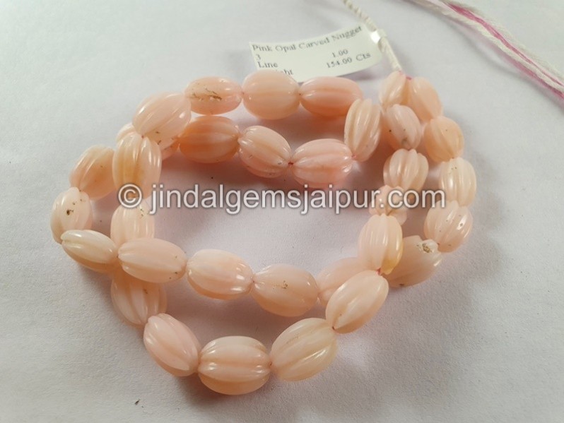 Pink Opal Carved Nuggets Beads