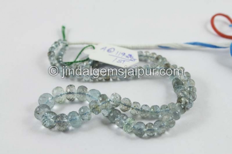 Golden Moss Aquamarine Faceted Roundelle Beads