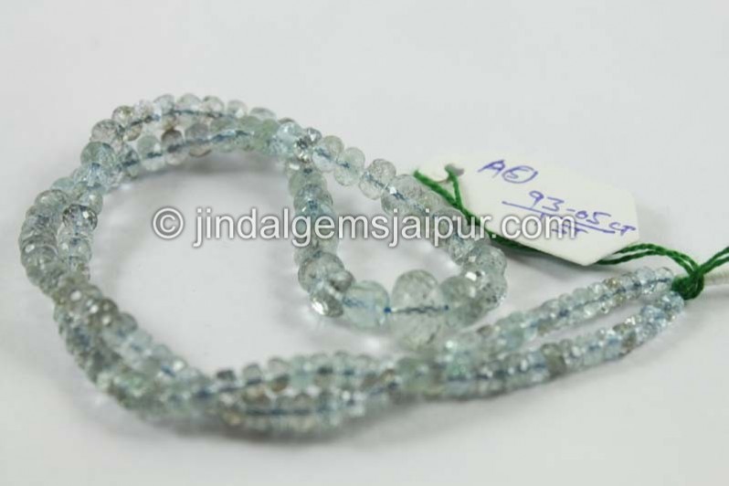 Golden Moss Aquamarine Faceted Roundelle Beads