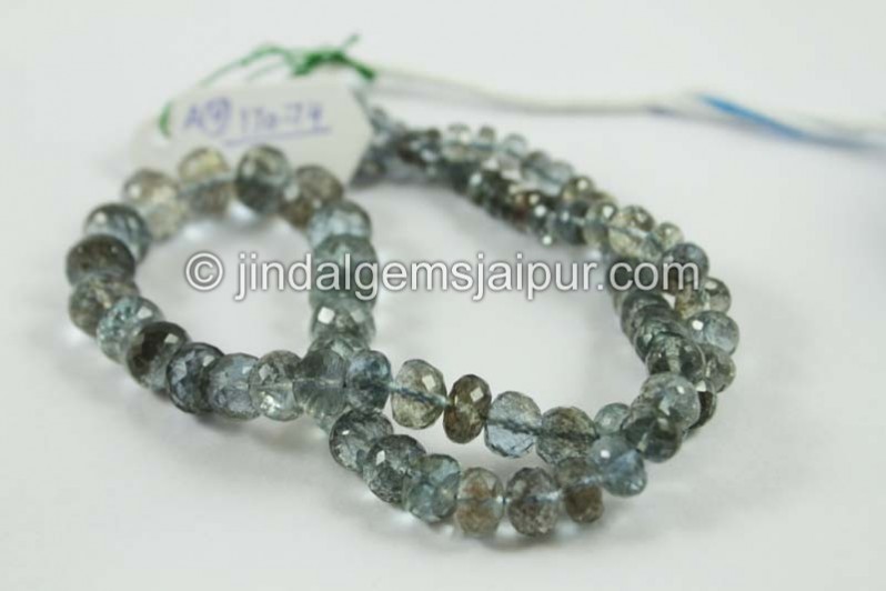 Golden Moss Aquamarine Faceted Roundelle Beads