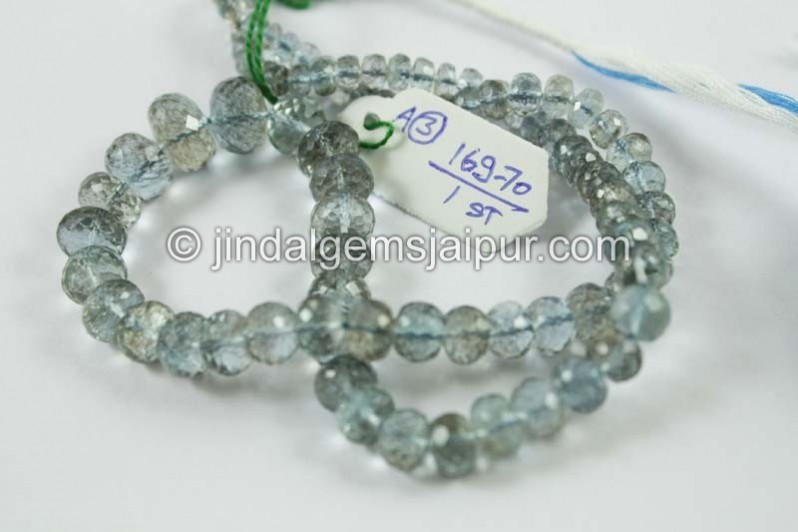 Golden Moss Aquamarine Faceted Roundelle Beads