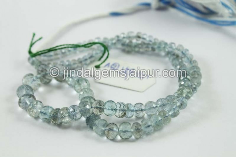 Golden Moss Aquamarine Faceted Roundelle Beads