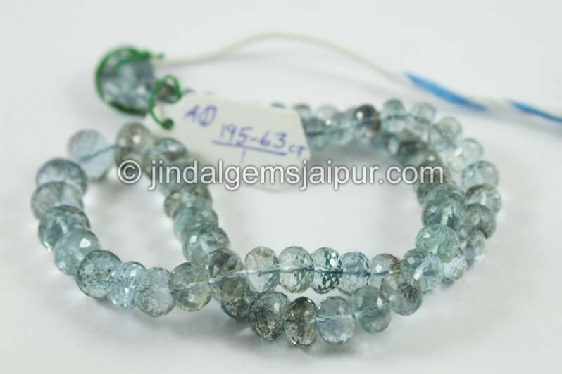 Golden Moss Aquamarine Faceted Roundelle Beads