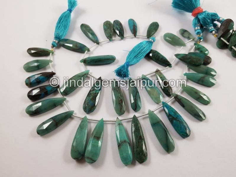 Chrysocolla Faceted Long Pear Beads