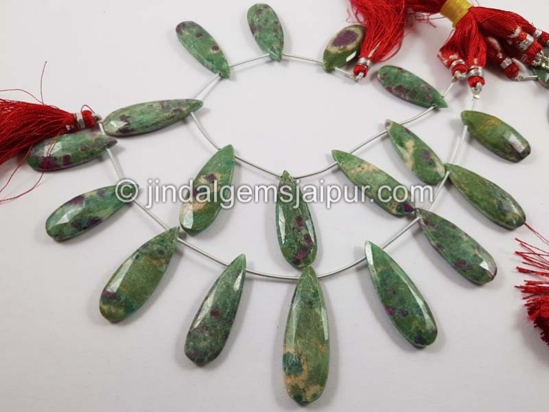 Ruby Zoisite Faceted Long Pear Beads