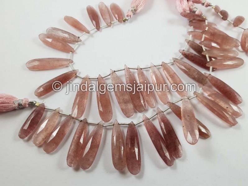 Strawberry Quartz Faceted Long Pear Beads