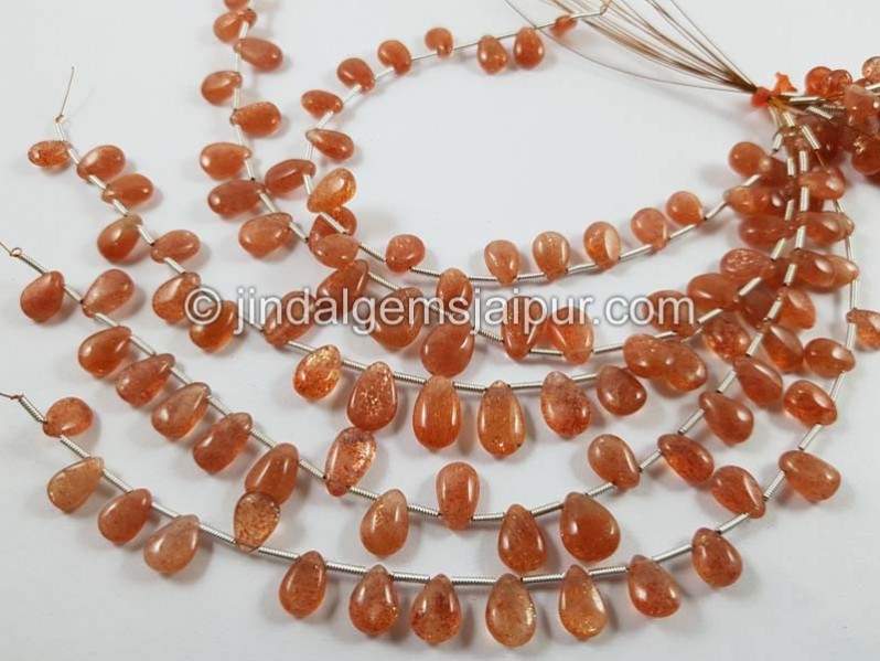 Sunstone Smooth Pear Beads