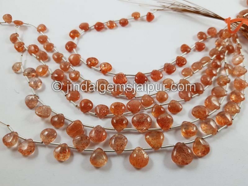 Sunstone Smooth Heart Beads