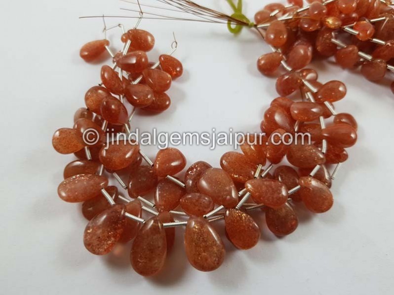 Sunstone Smooth Pear Beads