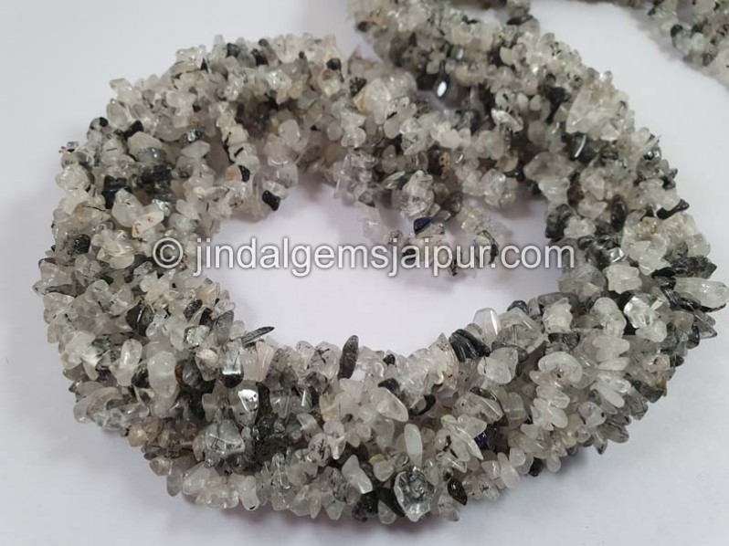 Black Rutile Smooth Chips Beads