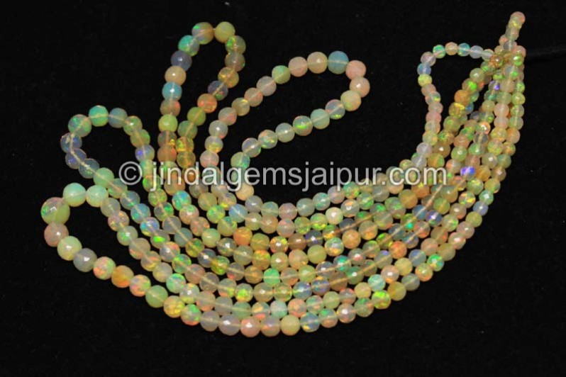 Orange Ethiopian Opal Faceted Round Beads