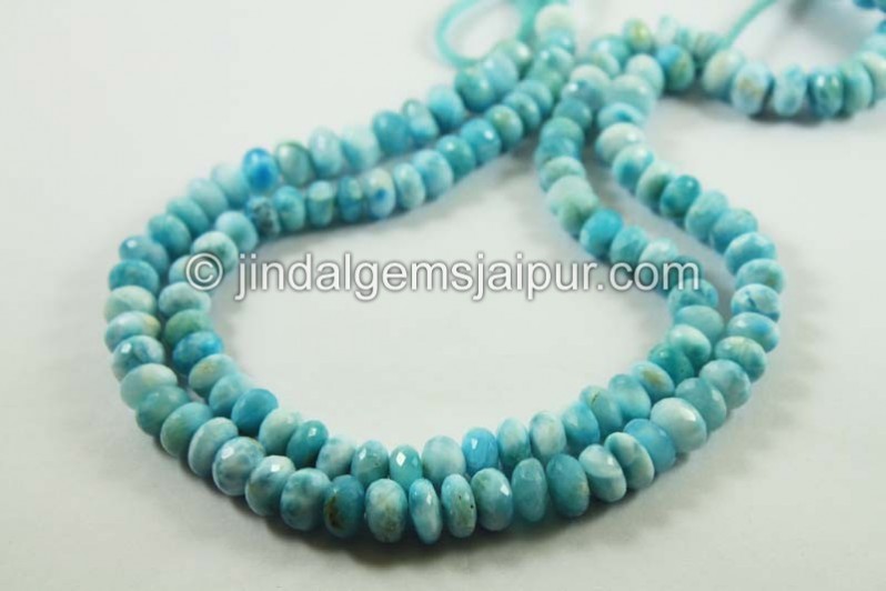 Larimar Far Faceted Roundelle Beads