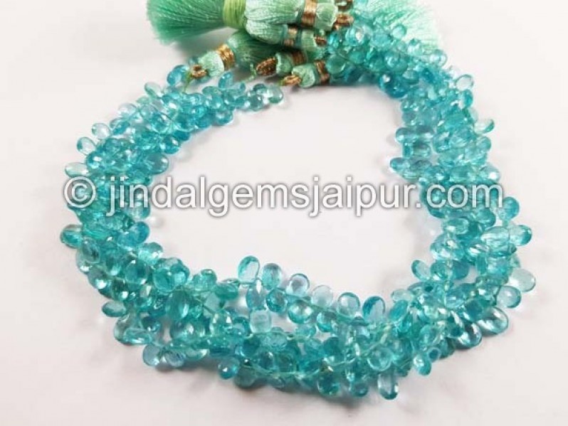 Paraiba Blue Apatite Faceted Pear Beads