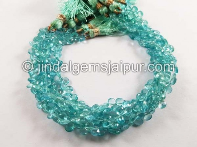 Paraiba Blue Apatite Faceted Heart Beads